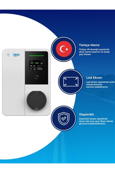 Hims 22kW Bireysel Duvar Tipi Araç Şarj İstasyonu HEVC-22