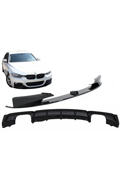 tuningset Spoiler bară față cu difuzor spate, compatibil cu BMW Seria 3 F30 F...