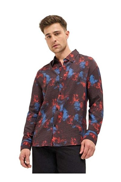 The Bear House Men's Multi-Color Bold Abstract Tie-Dye Print Relax Fit Oversh...