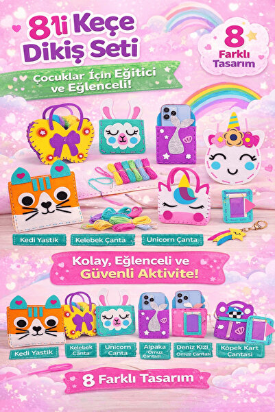 robokids Çocuklar İçin Unicorn Dikiş Seti (8 adet)– Eğlenceli DIY Kit