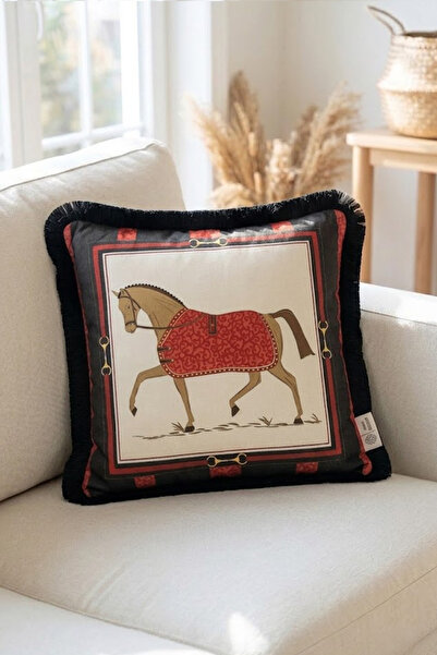 Alseko Concept Husă de pernă cu model de cai cu dungi roșii negre 43x43 cm
