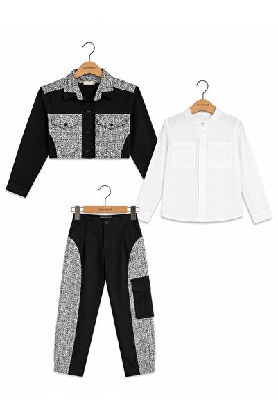 Gocoland Devojčica, noir tvid jakna, pantalone, košulja, set od 3 delova