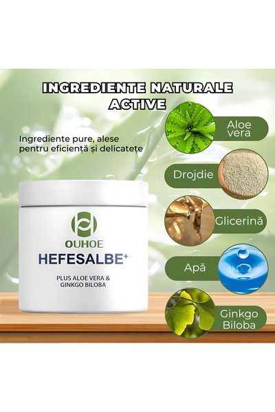 ouhoe Cremă hrănitoare cu drojdie, Aloe Vera, Ginkgo Biloba, hidratare intensă, set 2 creme 100g