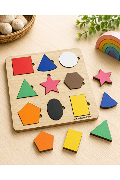 karbonsoft Montessori Egitici Ahsap Oyuncak, Egitici Kutu Oyunu, Ahsap Esleme Oyuncagı, Renk Puzzle