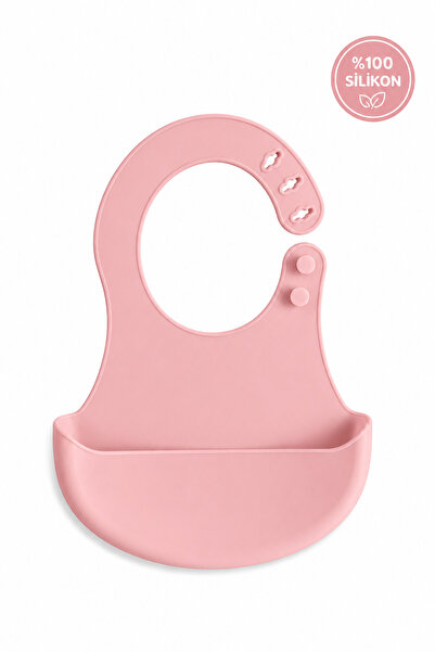 Siliconly Bpa-Free 100% Silicone Baby Bib with Non-Slip Pocket, Pink
