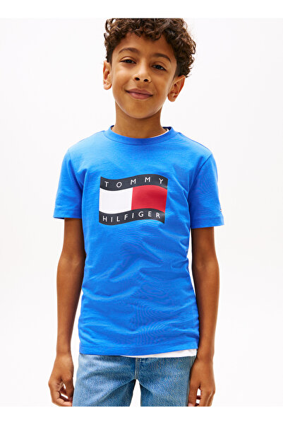 Tommy Hilfiger Mavi Erkek Çocuk Baskılı T-Shirt KB0KB10275C6H