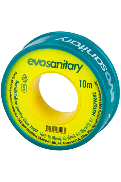 EVOSANITARY Bandă de teflon pentru gaz 1109 - Lungime bandă 10 m Lățime bandă...