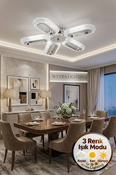 Lüxev Lighting Elips Model 5"li Gümüş 3 Renk Modu Ledli Modern Tavana sıfır S...