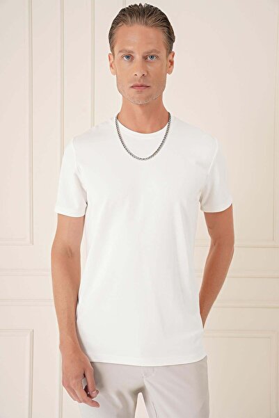 Efor Erkek Ts 885 Slim Fit Ekru Spor T-shirt