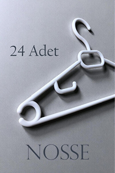 Nosse Thick Odorless 24 Pieces White Plastic Dress Clothes Hanger Anti-Slip Hanger White Set of 24