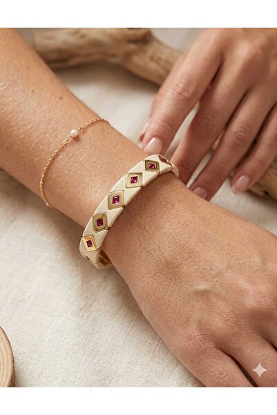 TLSMACCESORIES MİNELİ BİLEKLİK DÖRTGEN LASTİKLİ