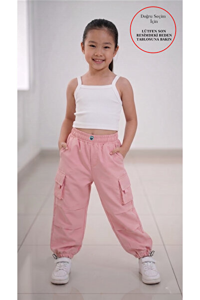 sarto mano Kız Çocuk Crop Ve Paraşüt Pantolon Alt Üst Takım