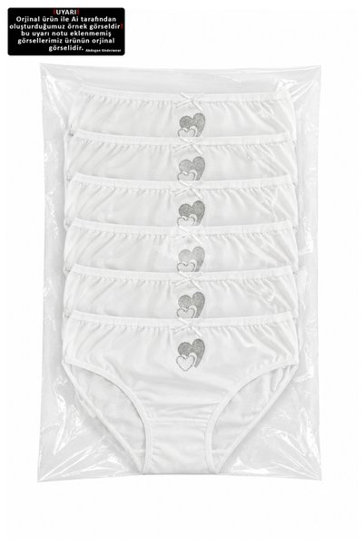 TEKKAPLAN 6-Piece White Color Girls' Lycra Stoned Panties