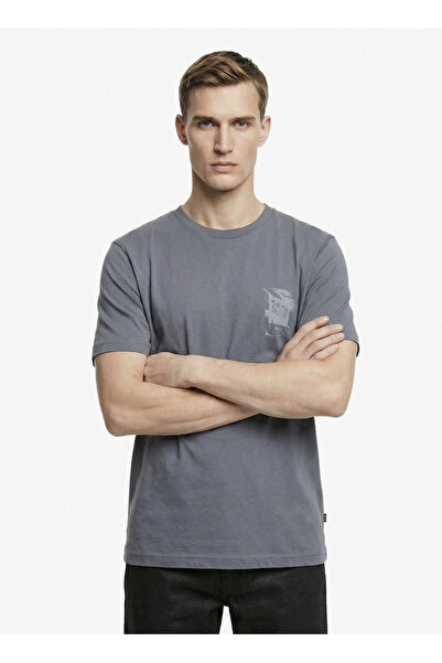BOSS Gri Erkek Regular Fit Desenli T-Shirt Te_structure