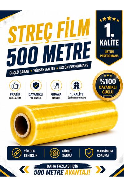 Kullanatsepetim 500 Metre*30cm Gıda Streç Film Yemekçiler,Çiğ Köfteciler ve Ş...