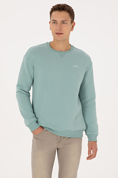 U.S. Polo Assn. سويت شيرت رجالي ذو ياقة دائرية مريح ومريح من نوع Mint Basic 5...