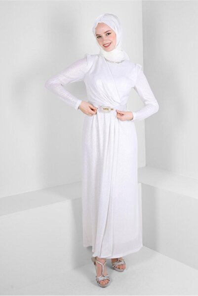 Alvina STONE COLLAR BELTED EVENING DRESS 50316