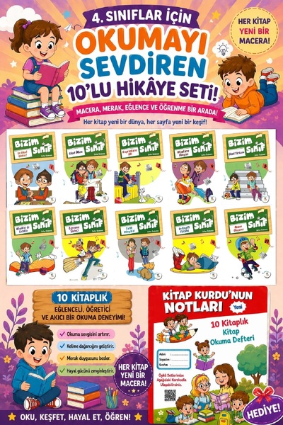 5 Renk Yayınları 4 .Sınıf Öğrencileri İçin Zevkle Okuyacağı 10 lu Hikaye Seti...