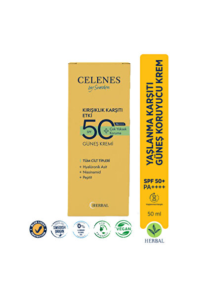 Celenes BY SWEDEN HERBAL YAŞLANMA KARŞITI GÜNEŞ KREMİ 50 SPF 50 ML-