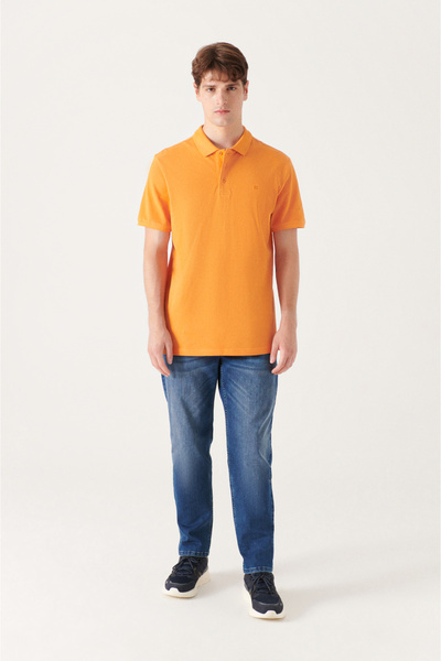 Avva Erkek Turuncu Basic Pamuklu Polo Yaka T-shirt E001004