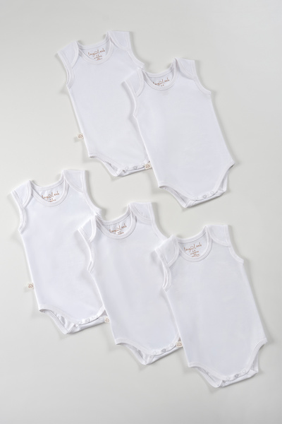 tinylamb White Color Baby Bodysuit Short Sleeve Set of 5 - Baby Undershirt 10...