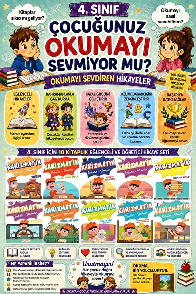 5 Renk Yayınları 4 .Sınıf Okumayı Sevdiren 10 lu Hikaye Seti -6 (64 sayfa)