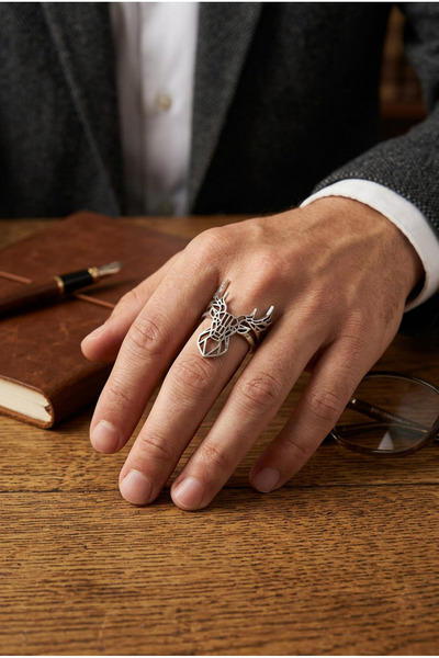 Begondio Deer Special Design Masculine Adjustable Men's Ring