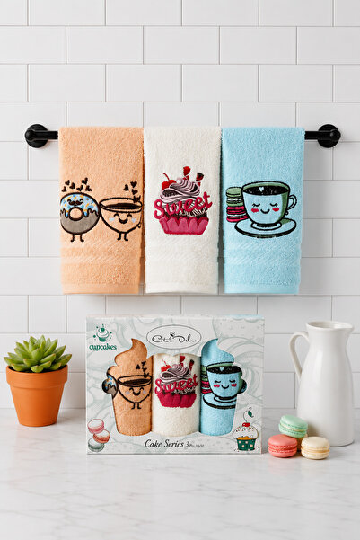Coton Delux Set de cu model prosoape de bucătărie Cupcake 30x50 - bumbac 100%...
