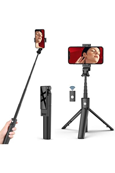 Techsuit Stick selfie cu telecomandă, trepied - (K22) - Negru