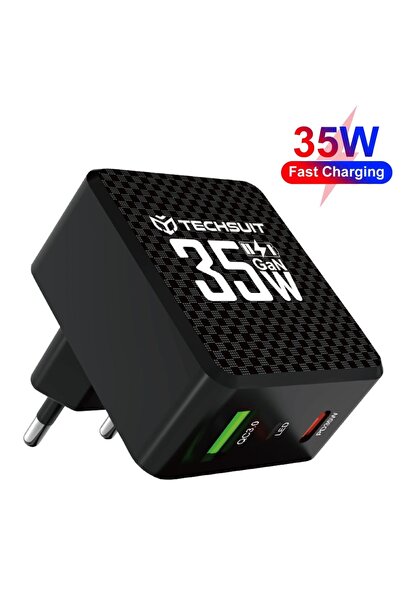Techsuit Adaptor de alimentare GaN, USB, Tip-C, 35W - (CHPD173) - Negru