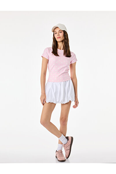 Cotton Slim Fit Crew Neck Polka Dot Short Sleeve T-Shirt