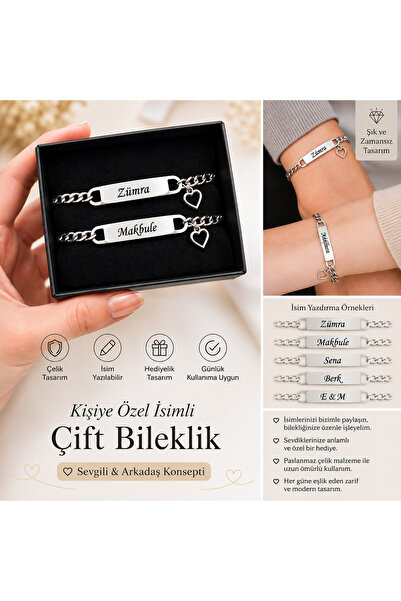 HayDün Unisex kız erkek sevgili arkadaş çift couple bileklik tarihli isimli y...