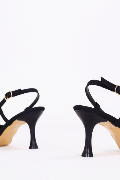 vanorio Women's Black Suede Evening Dress Shoes with Thin Heels