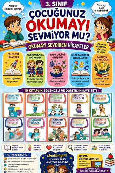 5 Renk Yayınları 3.Sınıf Okumayı Sevdiren 10 lu Hikaye Seti - 7 (48 sayfa)
