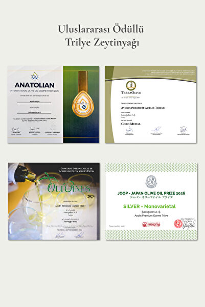 Ayolis Premium Gurme Trilye 5 Lt Yüksek Polifenollü Erken Hasat Soğuk Sıkım Natürel Sızma Zeytinyağı