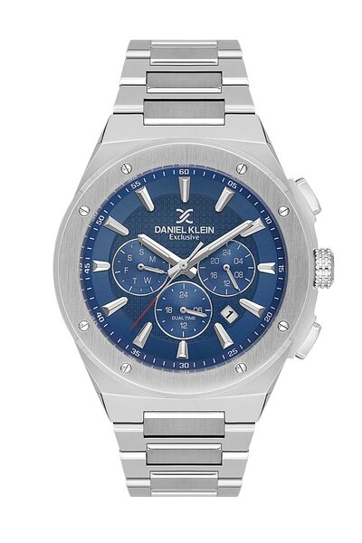 Daniel Klein Dial Navy Blue Band Silver Color 44.5 mm Gift Boxed Internal Ind...
