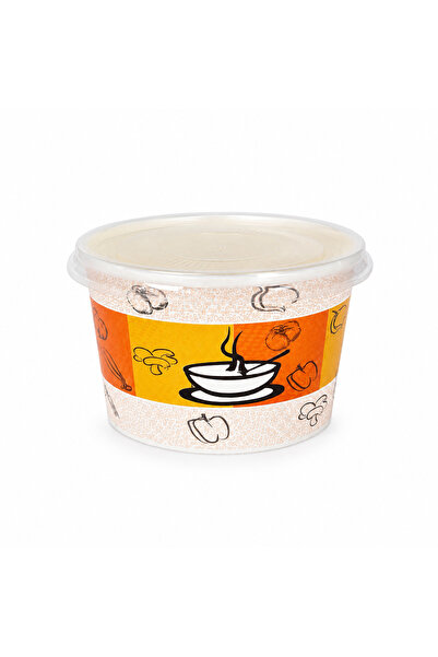 ecenplast Kağıt-karton Çorba Kâsesi 16 Oz Şeffaf Kapaklı, 50 Adet