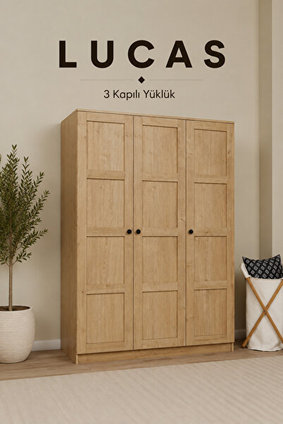 midoser Lucas 3 Kapılı Yüklük, Yorgan, Yastık Dolabı - Safir Meşe