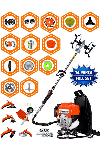 Cros LOMBARD İtalia Lw-1800 Ltx 10 In 1 Sırt Tipi Ot Çim Çalı Biçme Tırpanı T...