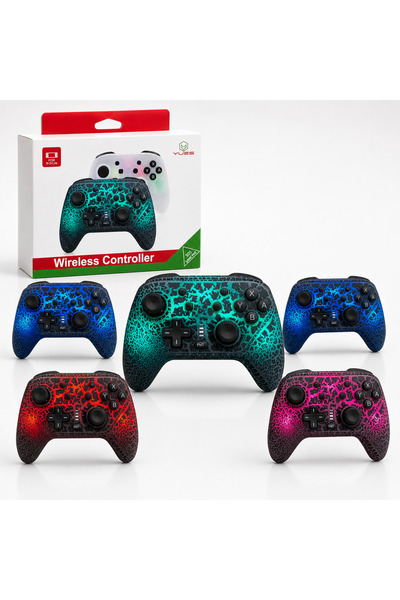 YUES Işıklı Pro Controller | Switch / Switch Lite / PC / Android Uyumlu, Düşü...