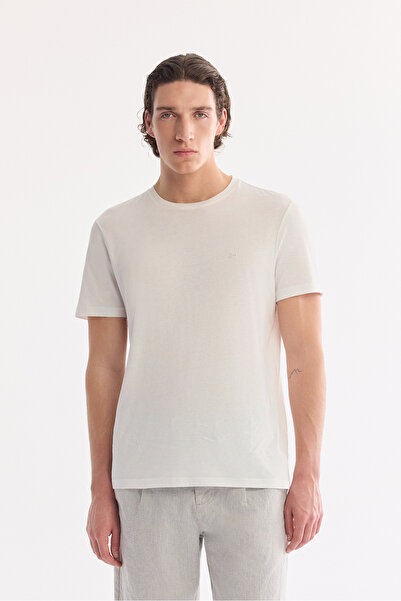 Avva Erkek Beyaz Bisiklet Yaka Soft Touch Basic Regular Fit T-Shirt B001171
