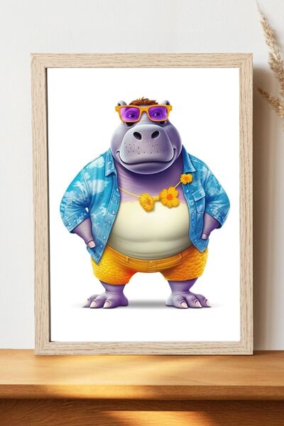 Luna Marissa Αφίσα Hippo - Αφίσα τοίχου από γυαλιστερό χαρτί χωρίς πλαίσιο