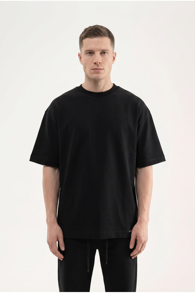 Machinist Ανδρικό μπλουζάκι Basic Double Face Oversize Μαύρο