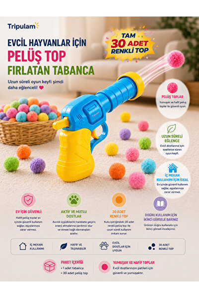 TRİPULAM İnteraktif Kedi Oyun Tabancası | Peluş Toplarla Eğlenceli Oyun Zamanı