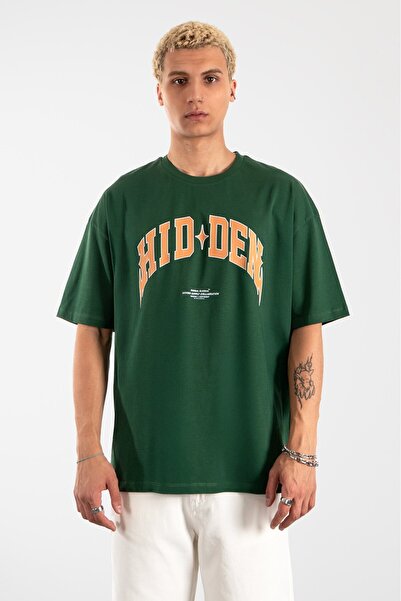 UKHWD SUPPLY Tricou pentru bărbați Hidden Archive, supradimensionat, verde