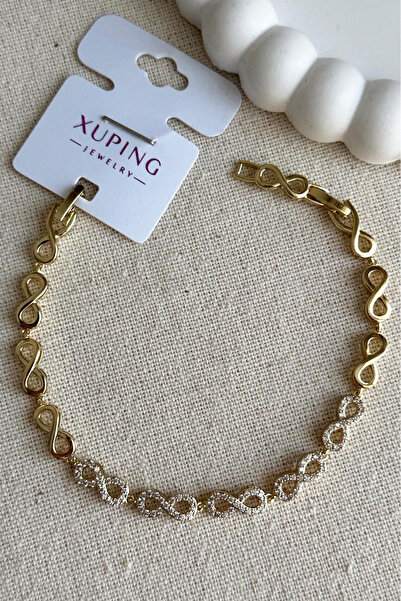 Modacaprea Xuping 14K Sonsuzluk Zincir Kadın Bileklik – 17+2 cm | Altın Renk ...