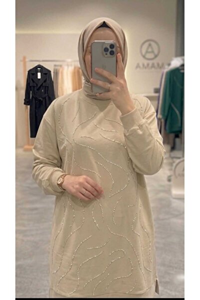 Azram Fashion Kadın taş baskılı tesettür tunik