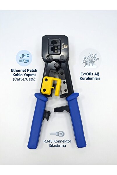 ZEYar Teknoloji Profesyonel RJ45 Konnektör Sıkıştırma Pensesi - Cat5, Cat6, C...