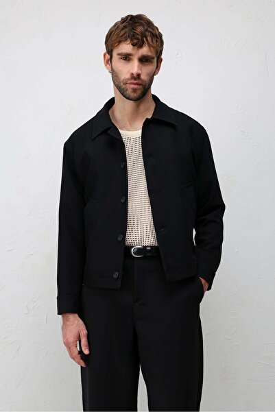 Antioch Siyah Relaxed Fit Baharlık Erkek Mont