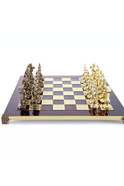Manopoulos Set de șah 36x36 cm, piese din aur și bronz din perioada renascent...